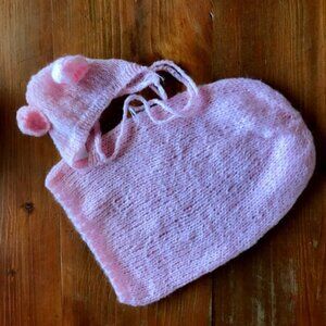 Pretty Pink Baby Photo Op Knit Sleeping Bag & Hat/Bonnet With Ears